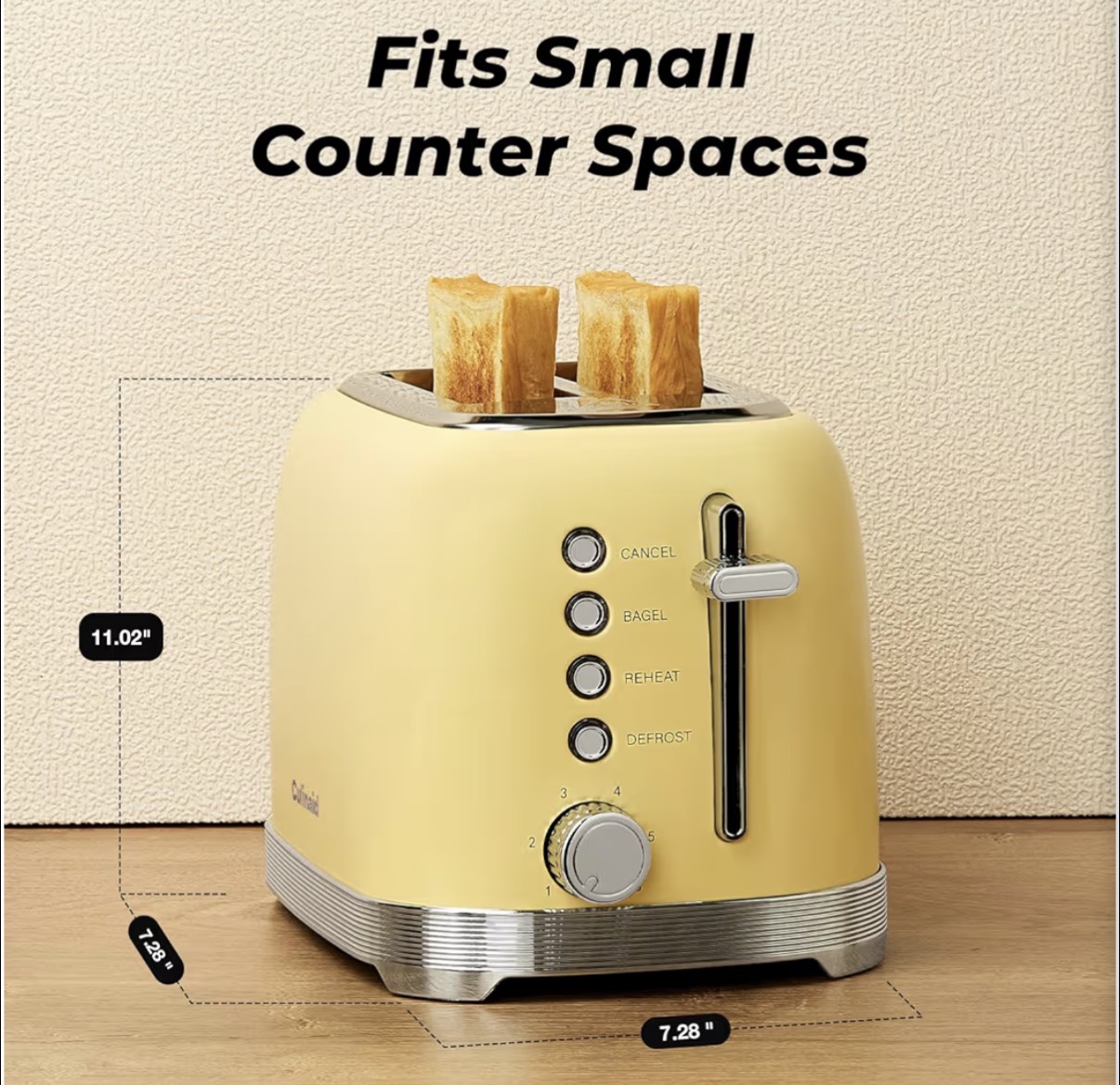Retro toaster and microwave combo in a compact kitchen setup